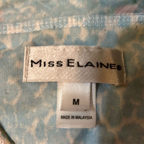 Miss Elaine Grandma Style Blue Floral zipper Robe rn#17414 medium pockets 46" - Picture 8 of 8